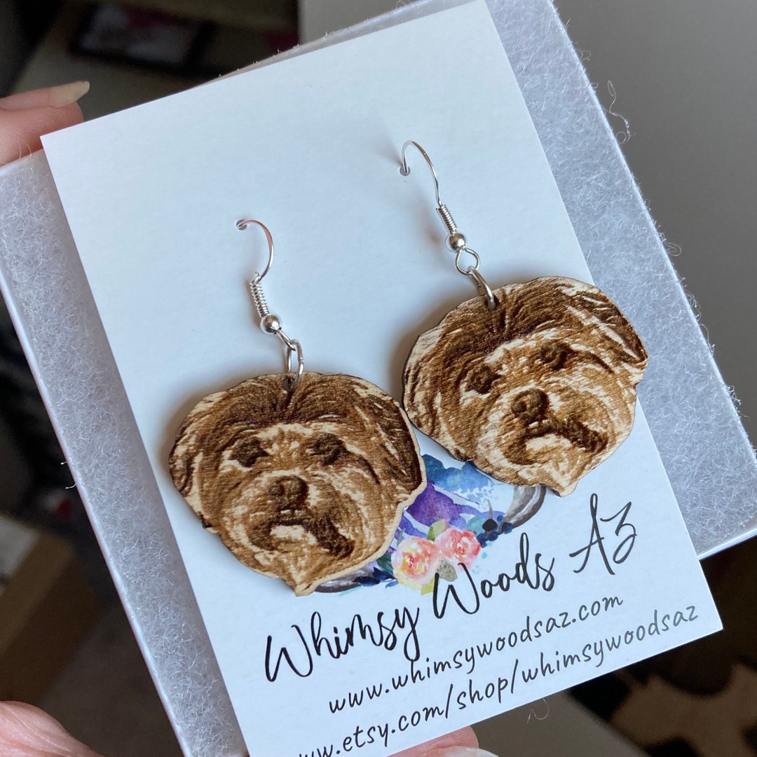 Custom Dog Earrings Dangle Pet Photo Gifts Personalized Etsy