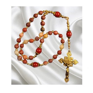 Orthodox Rosary, Red Italian Onyx and Red Jasper Beaded Rosary, Gold Tone Crucifix, Greek Chotki, Orthodox Gift, Prayer Rope