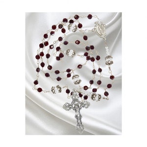 Unbreakable Catholic Rosary, Handmade Rosary, Garnet Crystal Rosary, January Birthstone Gift, Birthstone Rosary