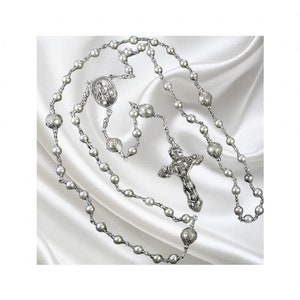 Unbreakable Catholic Rosary, Handmade Rosary, Pearl Rosary, Wedding Rosary, Wedding Gift, Rosary for a Bride, Gift for a Bride