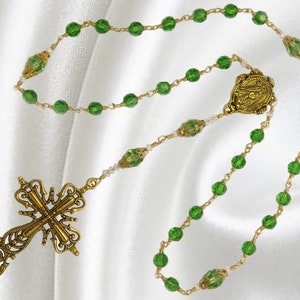 Unbreakable Handmade Anglican Episcopal Rosary Peridot Czech Crystal August Birthstone Gift