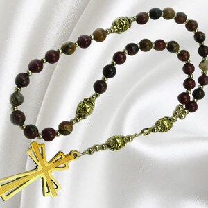 Handmade Eastern Orthodox Rosary Greek Chotki Komboskini Fancy Picasso Jasper Rosary Laser Cut Cross Chotki Gift
