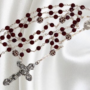 Unbreakable Rosary, Catholic Rosary, Lutheran Rosary, Garnet Rosary, Crystal Rosary, Birthstone Rosary, Handmade Rosary, Birthday Gift
