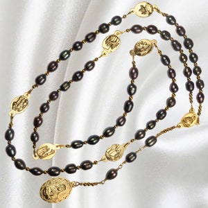 Handmade Catholic Servite Rosary, Chaplet of the Seven Sorrows, Purple Freshwater Pearls, Medals Made in Italy, Seven Sorrows of Mary Rosary