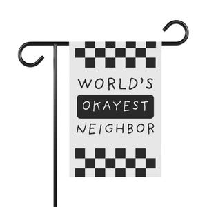 Yard Sign, World&#39;s Okayest Neighbor Banner for Gifting, Garden & House Decor, Funny Outdoor Flag, Funny flag, Custom Lawn