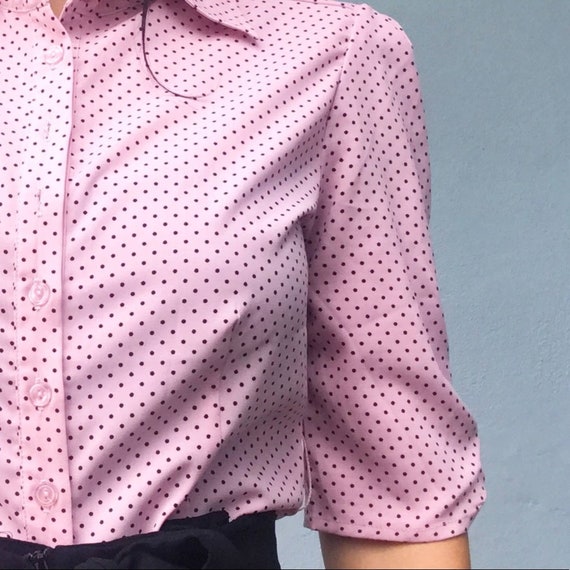 Soft sweet vintage girls Handmade with Knotted pink polka dot accents Very good Vintage Pink Polka Dot Girls Top Very good China Galore.