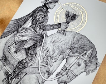 Le chevalier de coupe - Petite impression feuille d'or