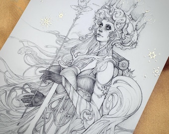 Holly Spirit - Petite impression feuille d'or