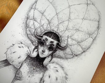 Spider Queen - Petite impression feuille d'or