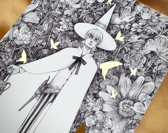 Witch's Garden - Petite impression feuille d'or