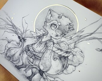 Cueilleur d'ail - Petite impression feuille d'or