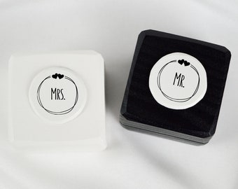 Mr and Mrs Ring Box, Wedding ring box set, His and Hers Ring Boxes, Wedding Ceremony ring boxes