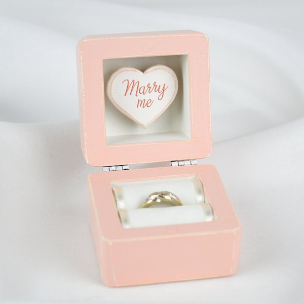 Blush Engagement Ring Box, Peach Proposal Ring Box, Marry me ring box, Anniversary gift, Personalized Peach Blush Ring Box