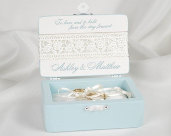 Wedding Ring Box for Ceremony, Something Blue Ring Box, Blue Ring Box, Blue Wedding Ceremony Ring Box