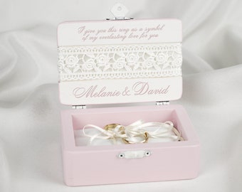 Wedding Ring Box for Ceremony, Pink Ring Box, Pink Wedding Ring Box, Pink Wedding