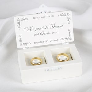 Scatola Fede nuziale, Scatola Porta Anello, Scatola Porta Anello Uccelli Amore, Scatola Bianca Cerimonia Matrimonio Anello