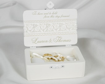 Caja de anillos de ceremonia de boda, caja de anillos, caja de anillos blanca, caja de anillos a medida