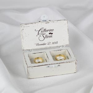 Anello di nozze, scatola Rustico, portatore dell'anello, scatola cuori, nozze contenitore di anello Proposta