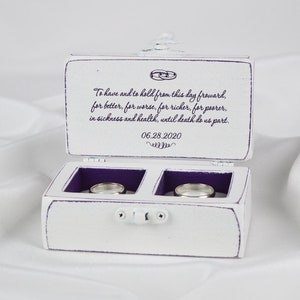 Doppio Anello Scatola, Anello Sposa Scatola, Anello Scatola Personalizzata, Porta Anello Scatola, Anello Scatola Viola