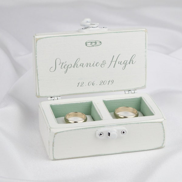 Munt bruiloft ring doos, gepersonaliseerde ring doos voor bruiloft ceremonie, munt ring doos, bruiloft persoonlijke ring doos