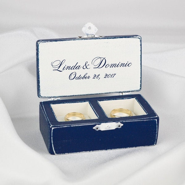 Blue Ring Box Custom Made for Wedding Ceremony, Something Blue, Wedding Ring Bearer Box, Blue wedding gift