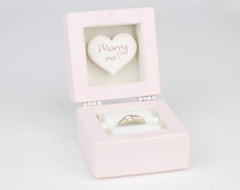 Roze Engagement Ring Doos, gepersonaliseerde voorstel Ring Box, trouwen met mij ring box