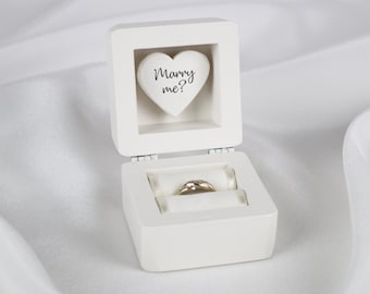 Propuesta de madera caj,a Caja del anillo de boda rústica, portador de anillo de la caja, corazones Caja , anillo de boda