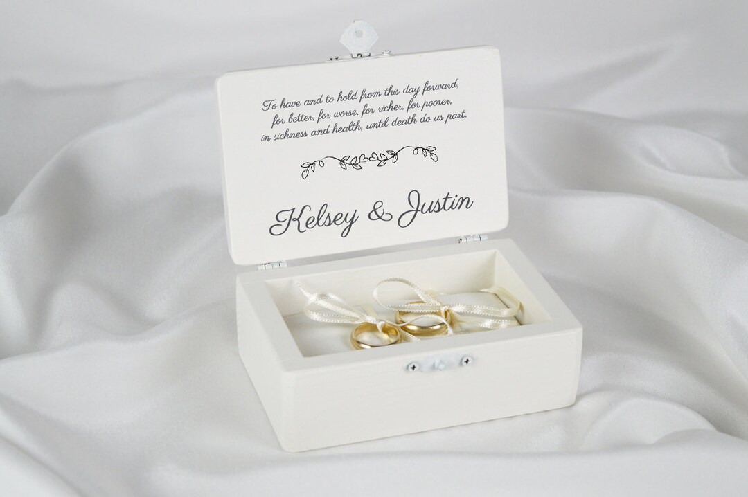 Personalized White Wedding Ring Box: Ceremony Keepsake