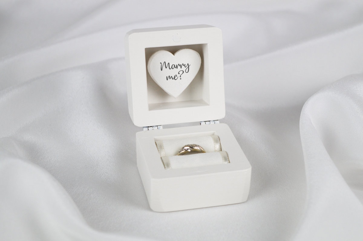 White Engagement Ring Box, Proposal Ring Box, White Ring Box, Custom Engagement Ring Box, Personalized Ring Box