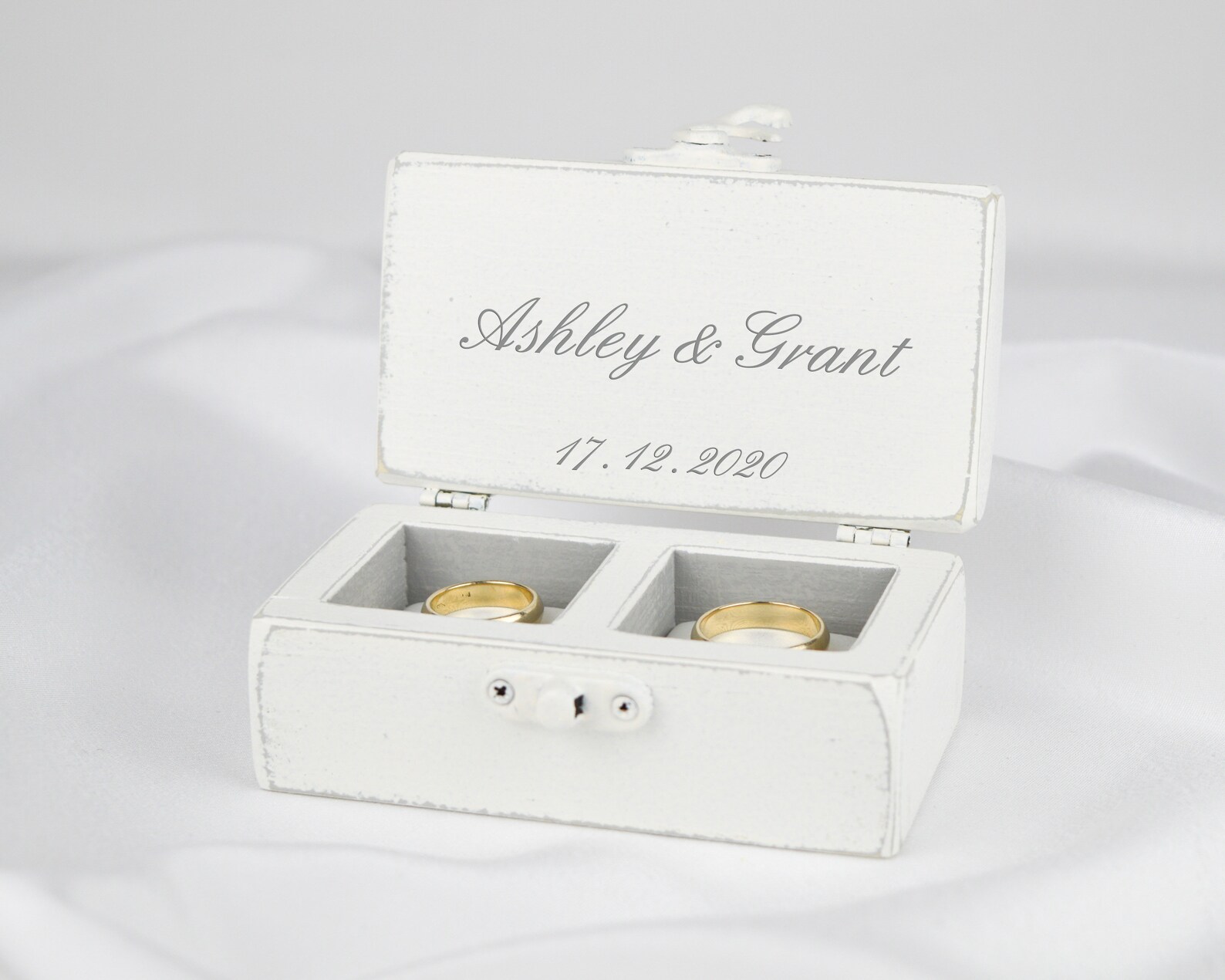 Double Ring Box for Wedding Ceremony White Wedding Ring Box Etsy