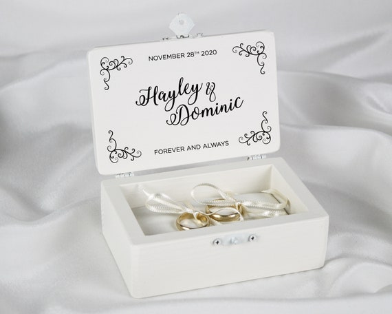 Wedding Ring Box, Engagement Ring Box, Ring Bearer Box, Wooden Box,  Personalized Box, Ring Box, Wedding Ring Pad, Rings, Jewelry Box, White -  Etsy