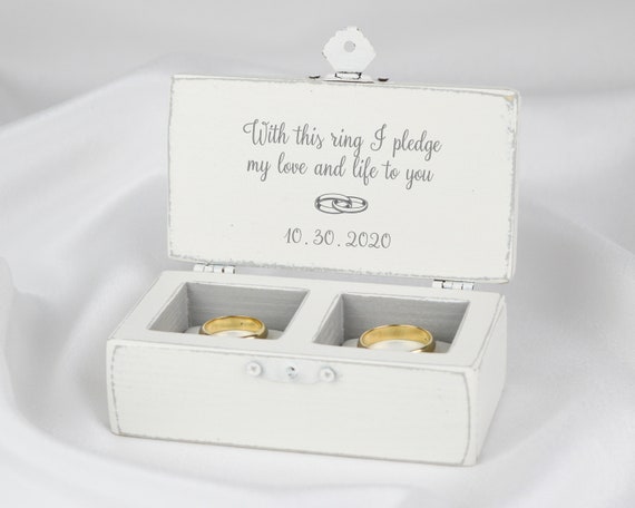Personalized Round Wedding Ring Box For Ceremony. Engraved Round Ring –  Obsidian Home Creations