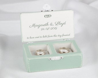 Bruiloft ceremonie Ring Doos, Mint Ring Doos, Ring Drager Doos, Gepersonaliseerde Bruiloft Ring Houder