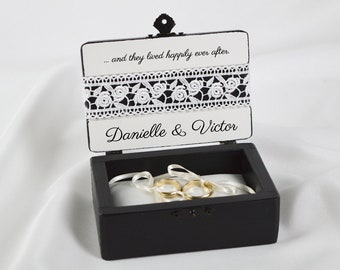 Wedding Ceremony Ring Box, Ring Bearer Box, Black Wedding Ring Box, Custom made ring box