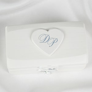 Witte Ring Doos, Gepersonaliseerde Ring Doos, Ring Drager Doos, Witte Bruiloft Ring Doos, Ceremonie Ringendoos afbeelding 4