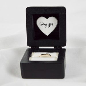 Zwarte Engagement Ring Doos, Voorstel Ring Doos, Voorstel Ring Doos, Zwart huwelijksvoorstel ringdoos, Trouw mij ringdoos