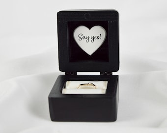 Black Engagement Ring Box, Proposal Ring Box, Black wedding proposal ring box, Marry me ring box, Personalized Ring Box