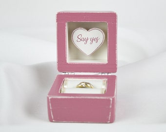 Vrucht-roze verlovingsring Doos, Voorstel Ring Doos, Trouw me ringdoos, Verjaardagscadeau. Gepersonaliseerde Ringsdoos