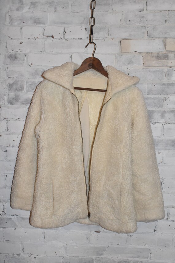 Vintage Faux Shearling TEDDY Winter Jacket Small … - image 5