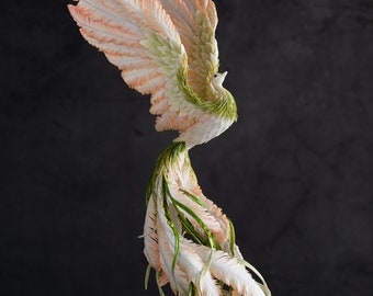 Phoenix Statue bird made of air clay, Fantasy OOAK phoenix sculpture, Phoenix Figurine,  feng shui statue, expensive home decor,  fairy bird