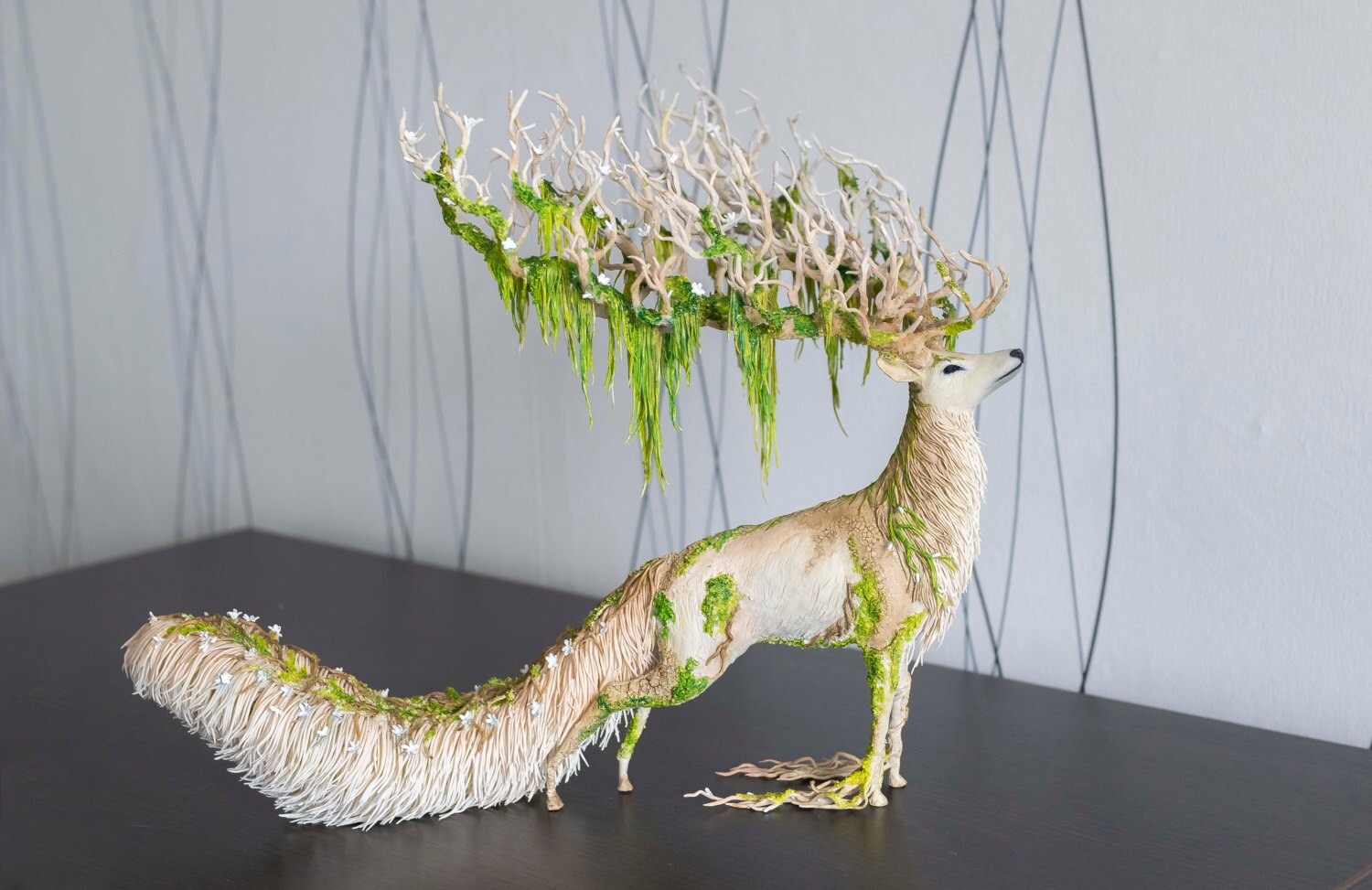 White stag statue handmade OOAK fantasy sculpture stag deer Etsy