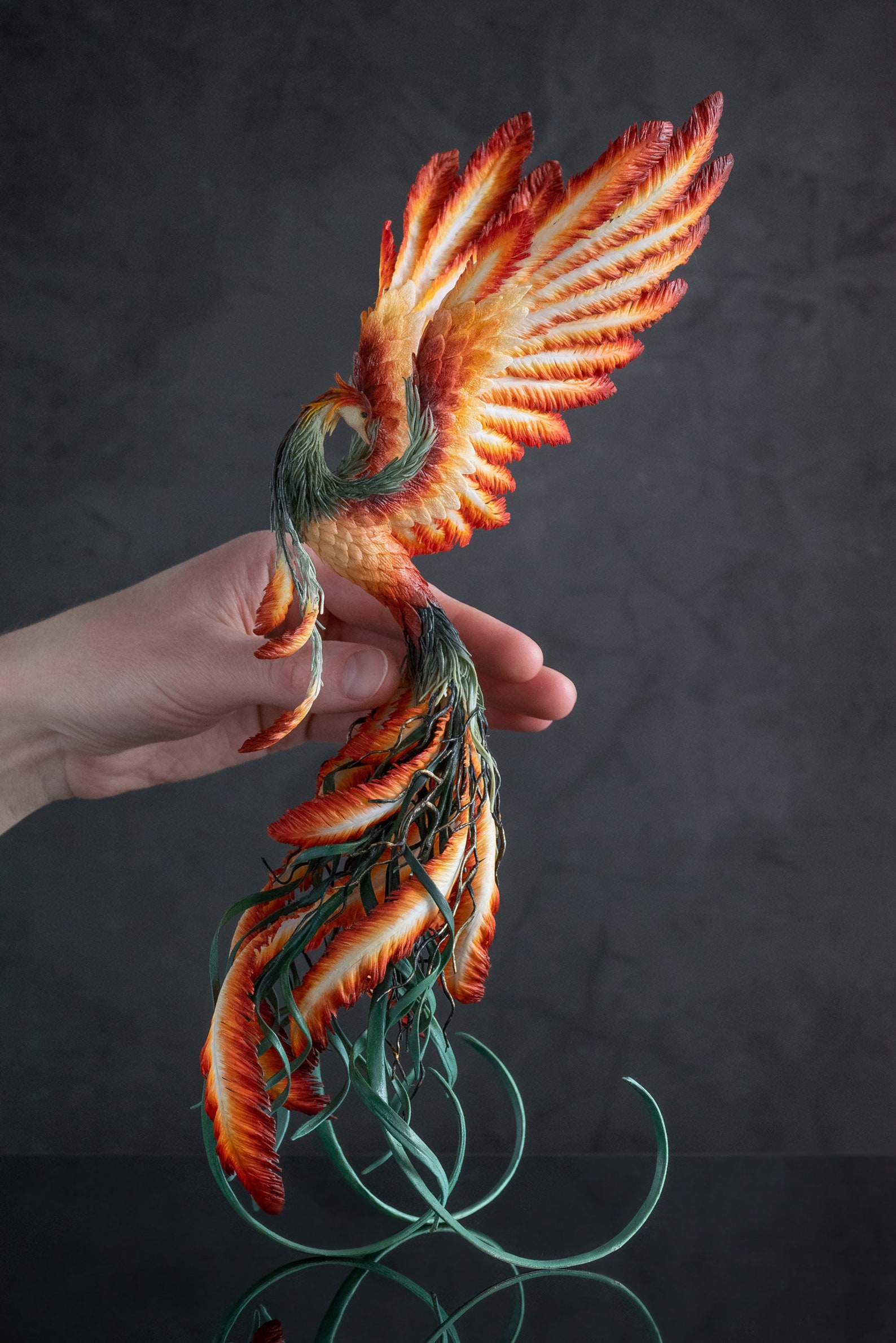 Phoenix Statue bird with air clay Fantasy OOAK phoenix | Etsy