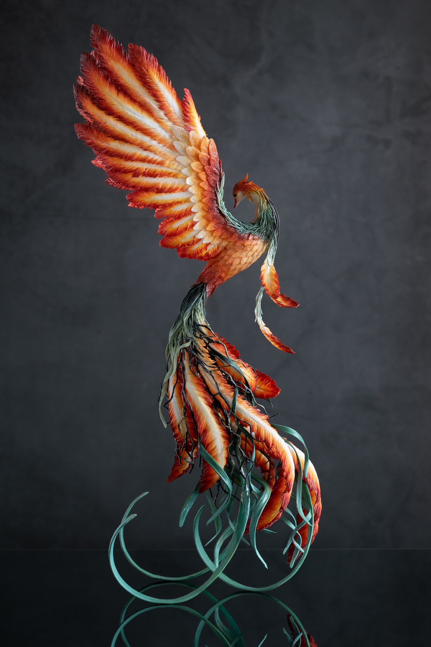 Phoenix Statue bird made of air clay Fantasy OOAK phoenix Etsy