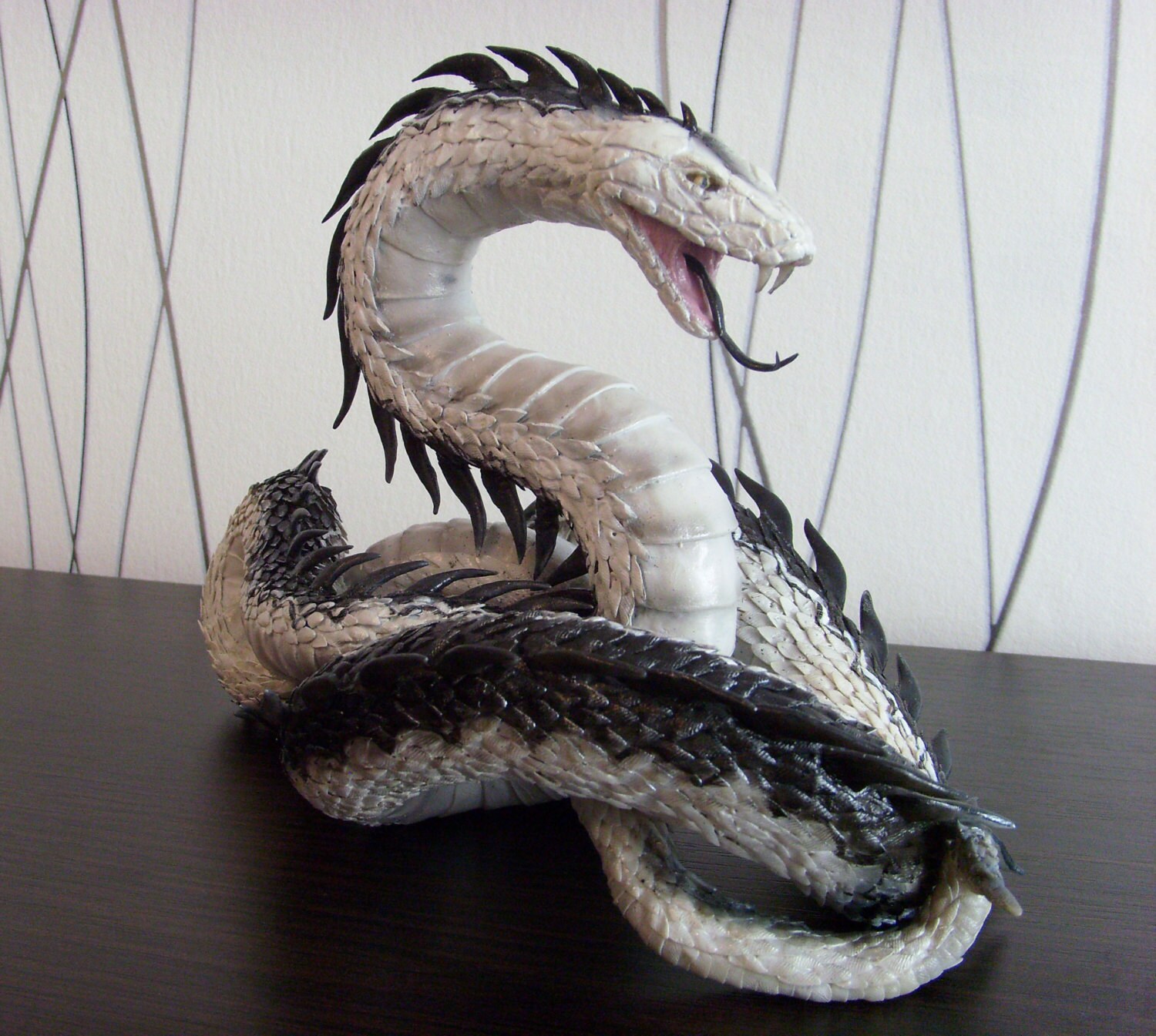 White snake statue original handmade OOAK fantasy reptile Etsy