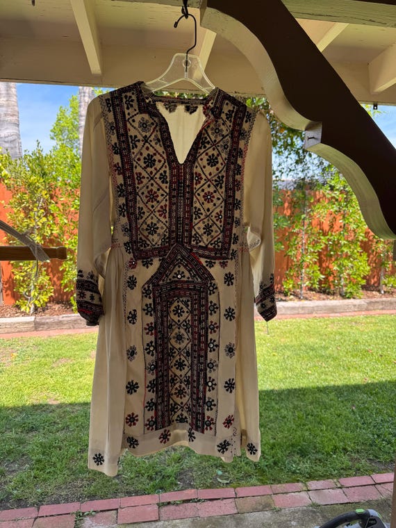 Vintage Hungarian Embroidered Mini Dress - image 1