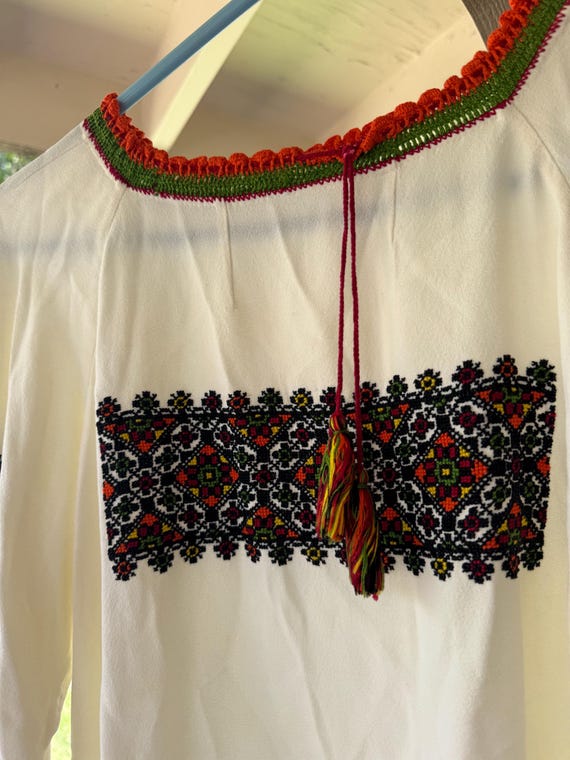 Vintage Hungarian Embroidered Mini Dress - image 1