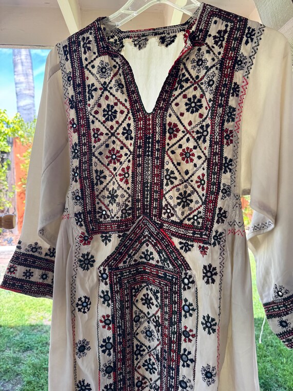 Vintage Hungarian Embroidered Mini Dress - image 2
