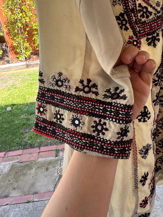 Vintage Hungarian Embroidered Mini Dress - image 4