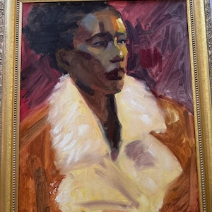 Vintage original  portrait oil painting of a woman