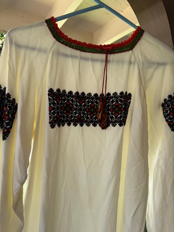 Vintage Hungarian Embroidered Mini Dress - image 4